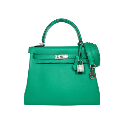 Hermes Kelly 25 Verso Vert Vertigo Bleu Celeste Swift Palladium Hardware