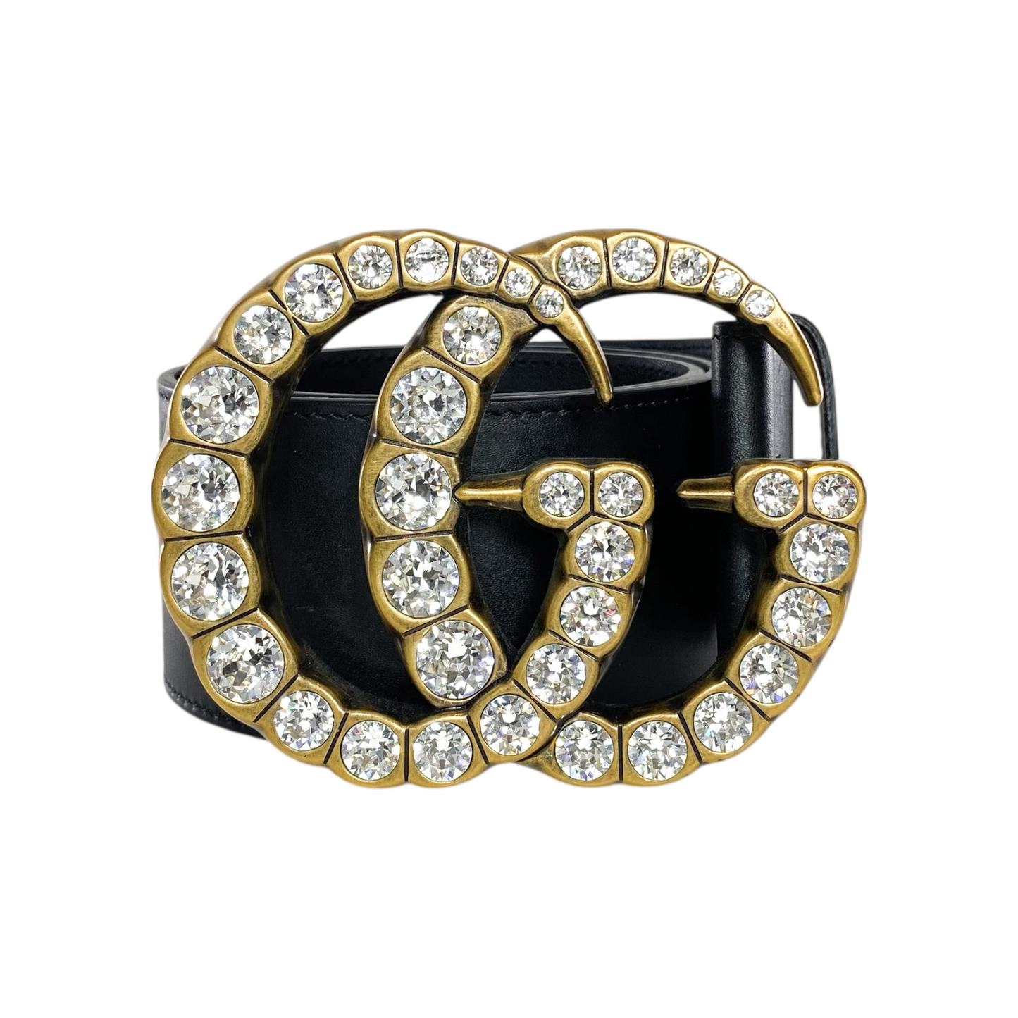 Gucci Extra Wide Black Crystal GG Marmont Belt