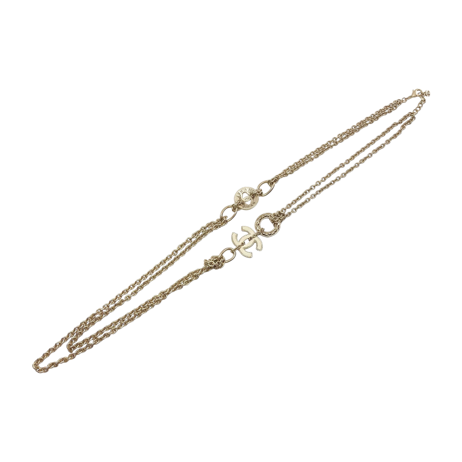 Chanel Light Gold Double Chain Long Necklace