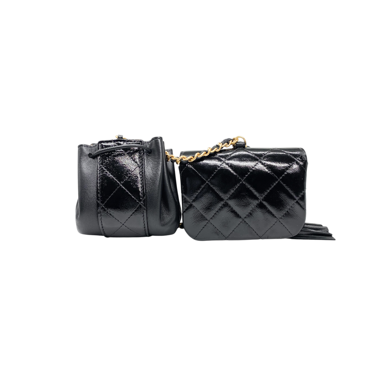 Chanel Black Double Pouch Waist Belt