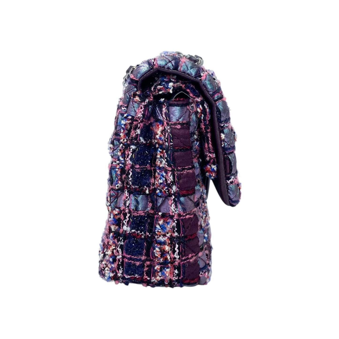 Chanel Dark Purple Tweed Medium Double Flap Bag