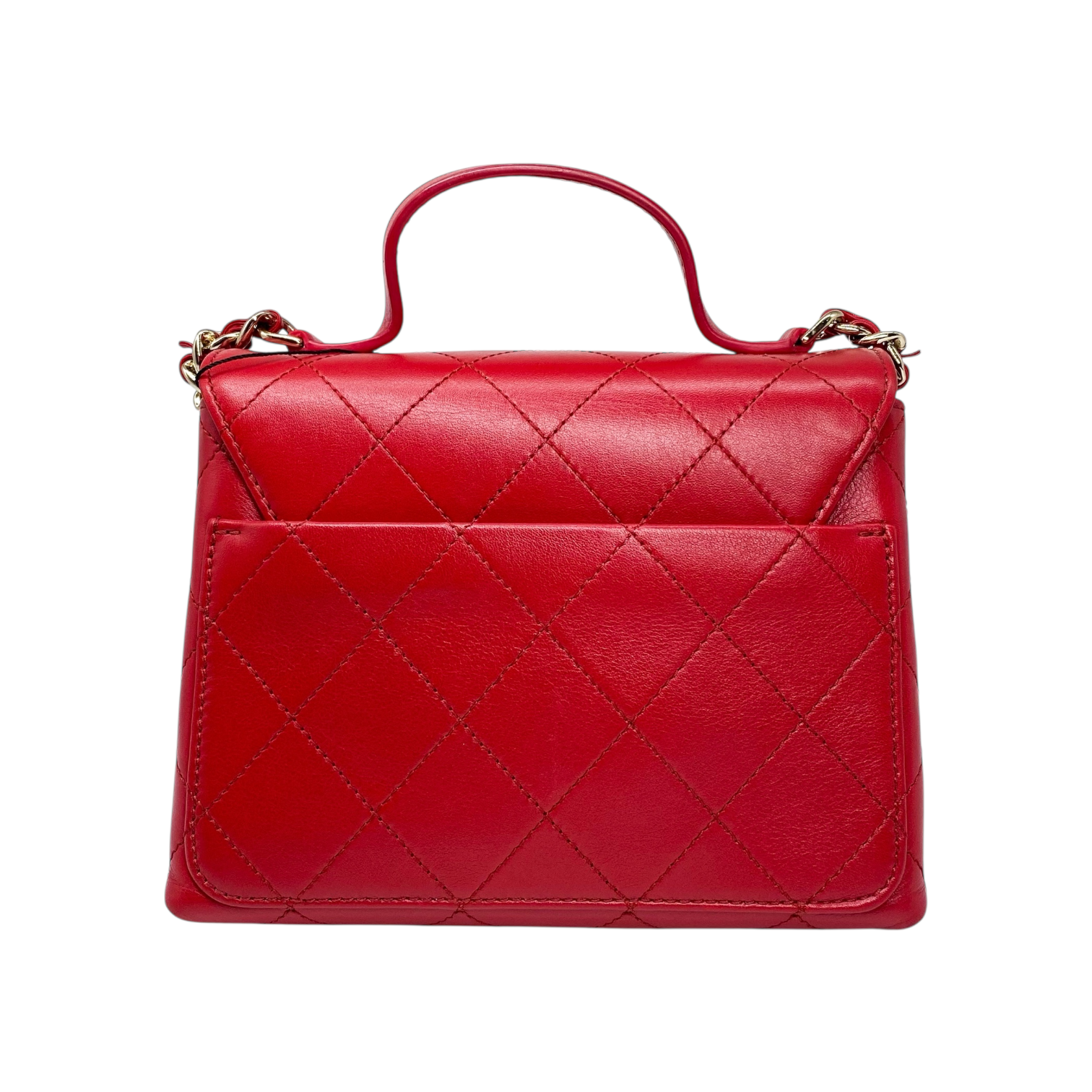 Chanel Red Small Double Pocket Top Handle Flap Bag