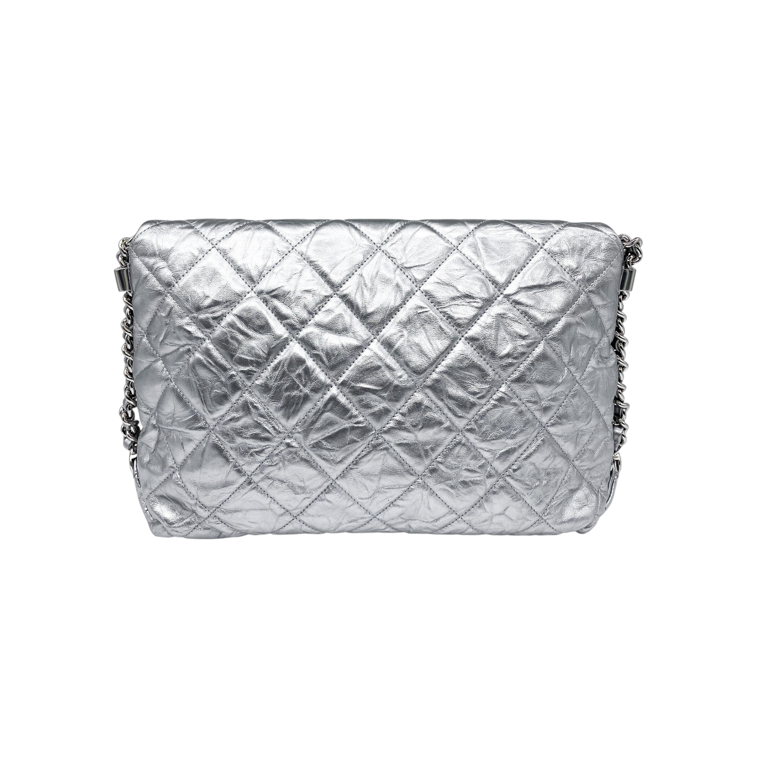 Chanel Silver Big Bang Crackled Flap Bag