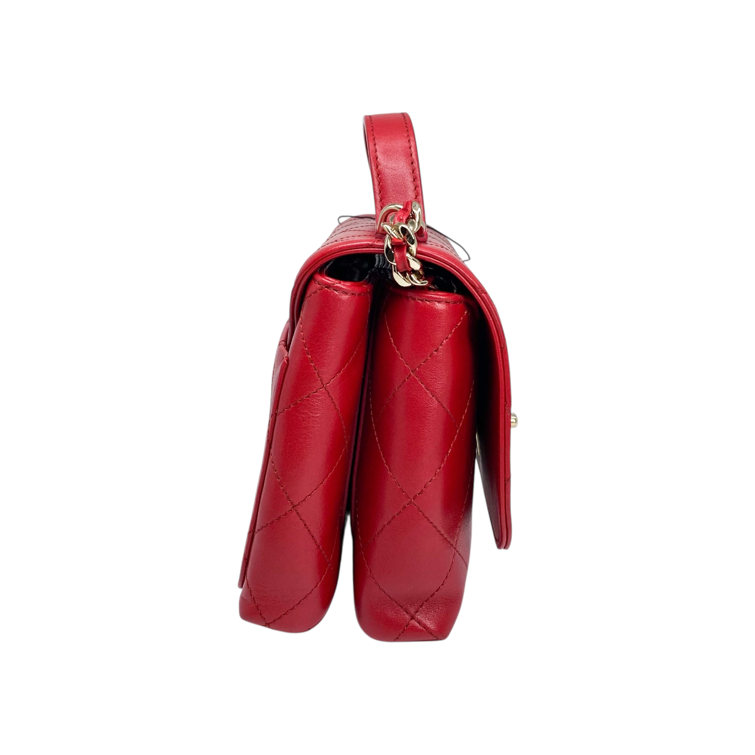 Chanel Red Small Double Pocket Top Handle Flap Bag