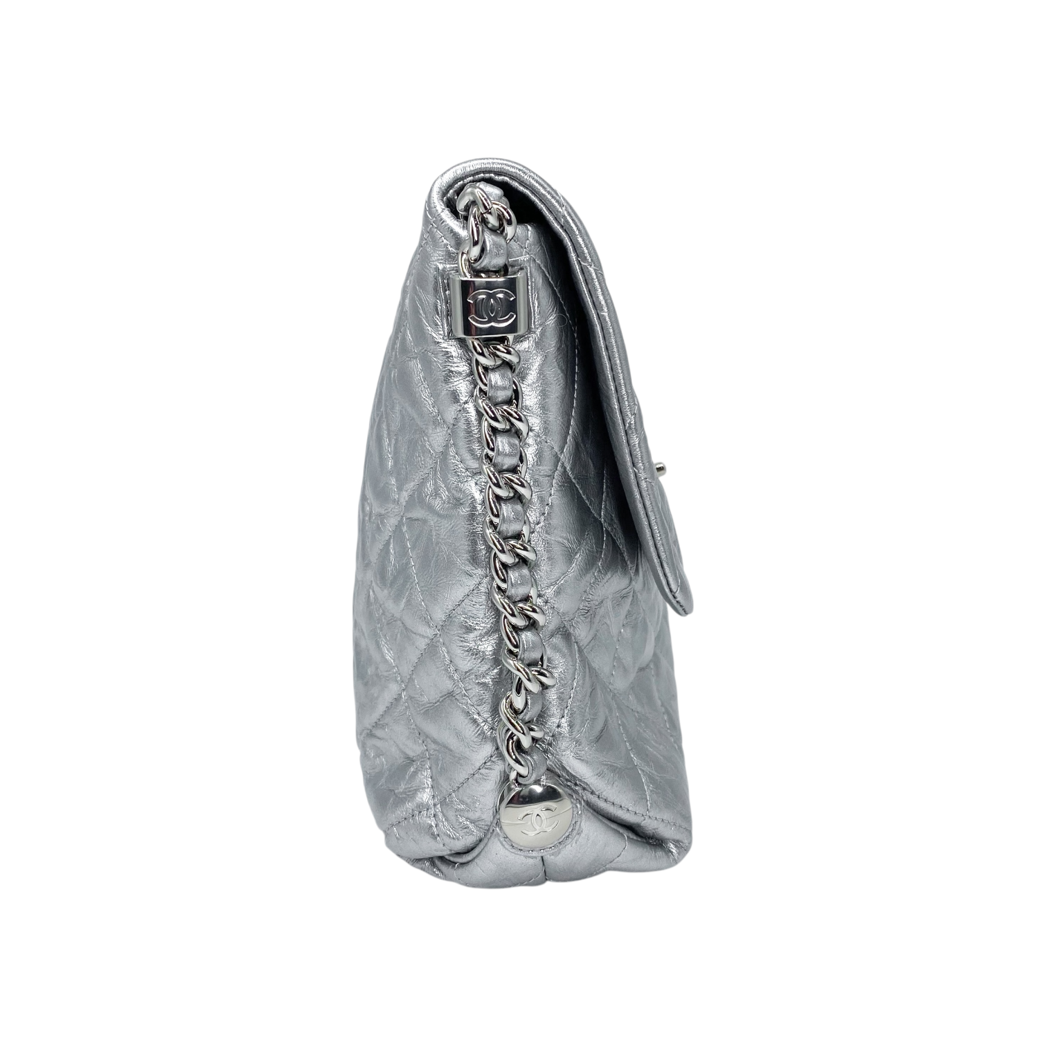 Chanel Silver Big Bang Crackled Flap Bag