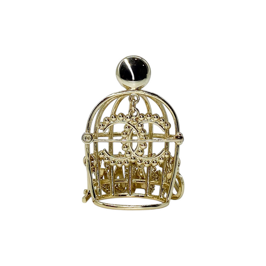 Chanel Gold Logo Birdcage Brooch