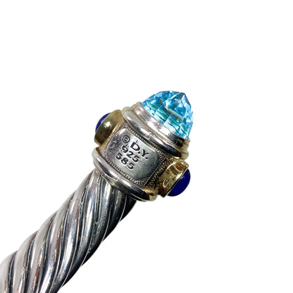 David Yurman Blue Topaz Gold 925 Sterling Silver Cable Cuff