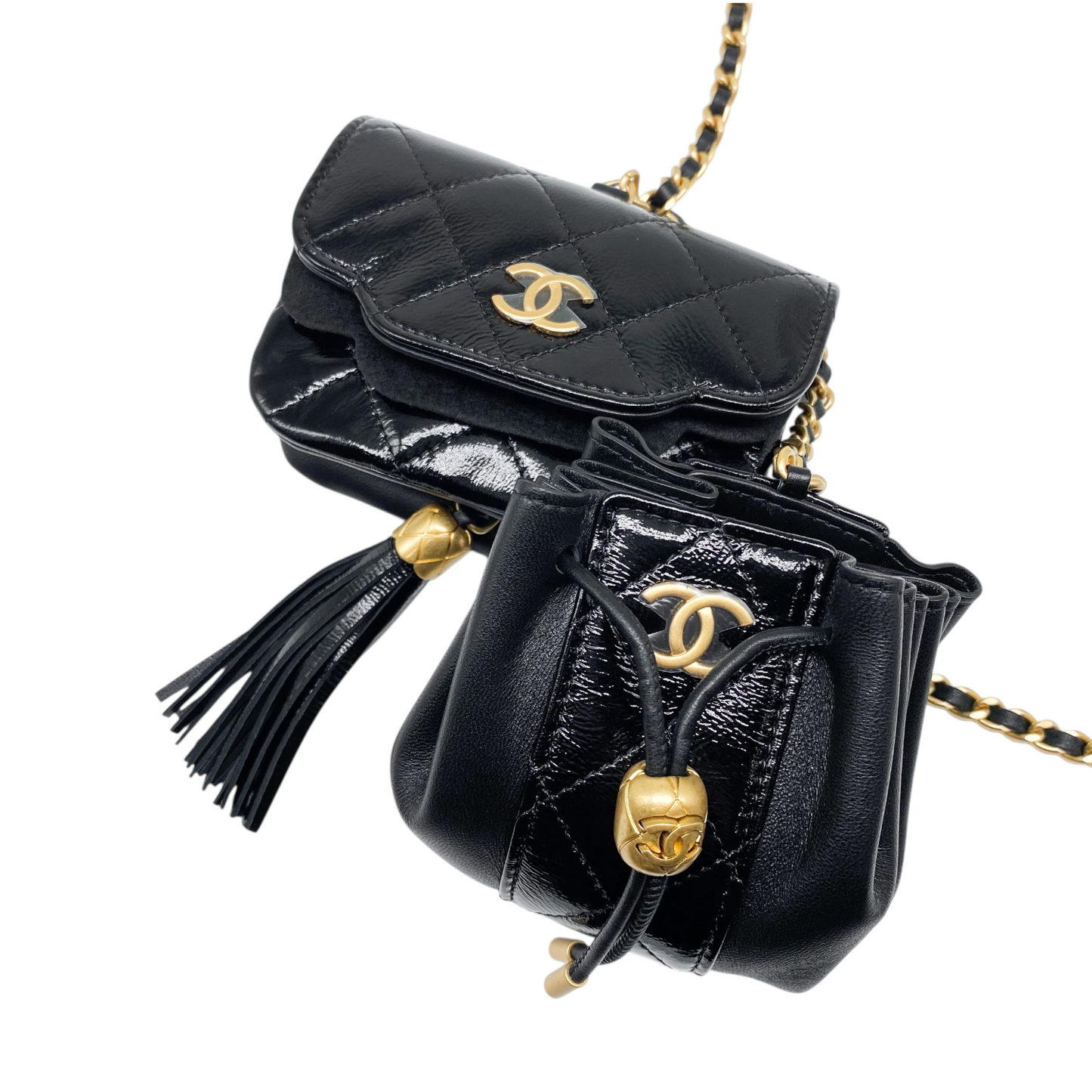 Chanel Black Double Pouch Waist Belt