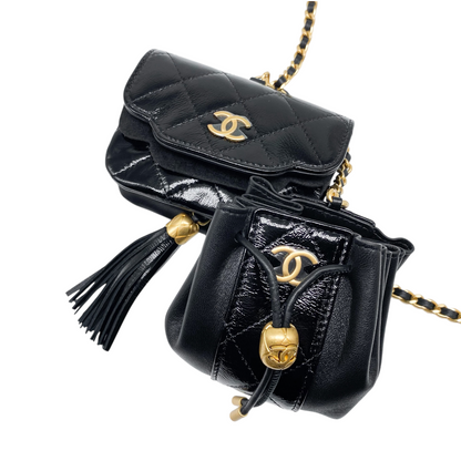 Chanel Black Double Pouch Waist Belt
