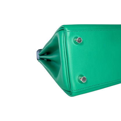 Hermes Kelly 25 Verso Vert Vertigo Bleu Celeste Swift Palladium Hardware