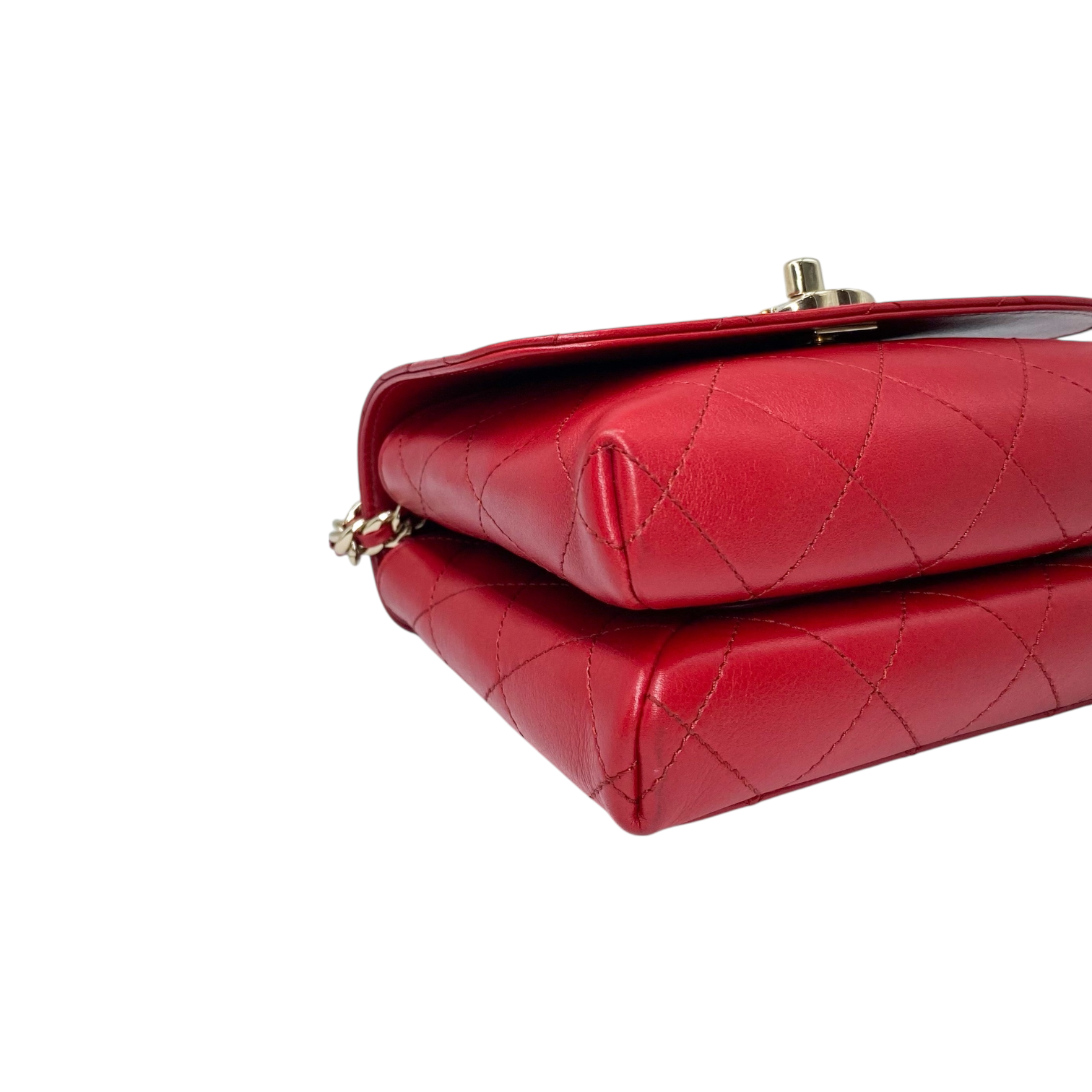 Chanel Red Small Double Pocket Top Handle Flap Bag