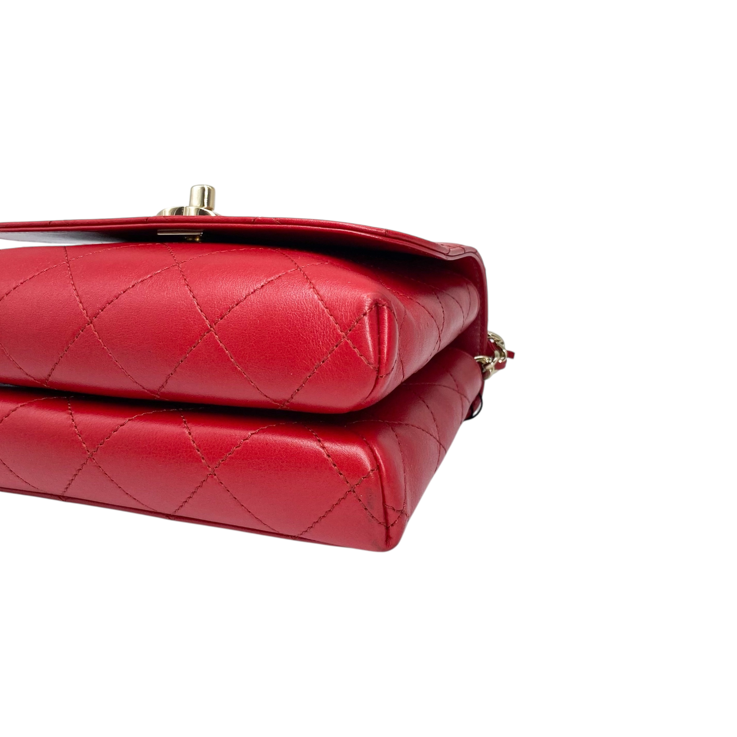 Chanel Red Small Double Pocket Top Handle Flap Bag