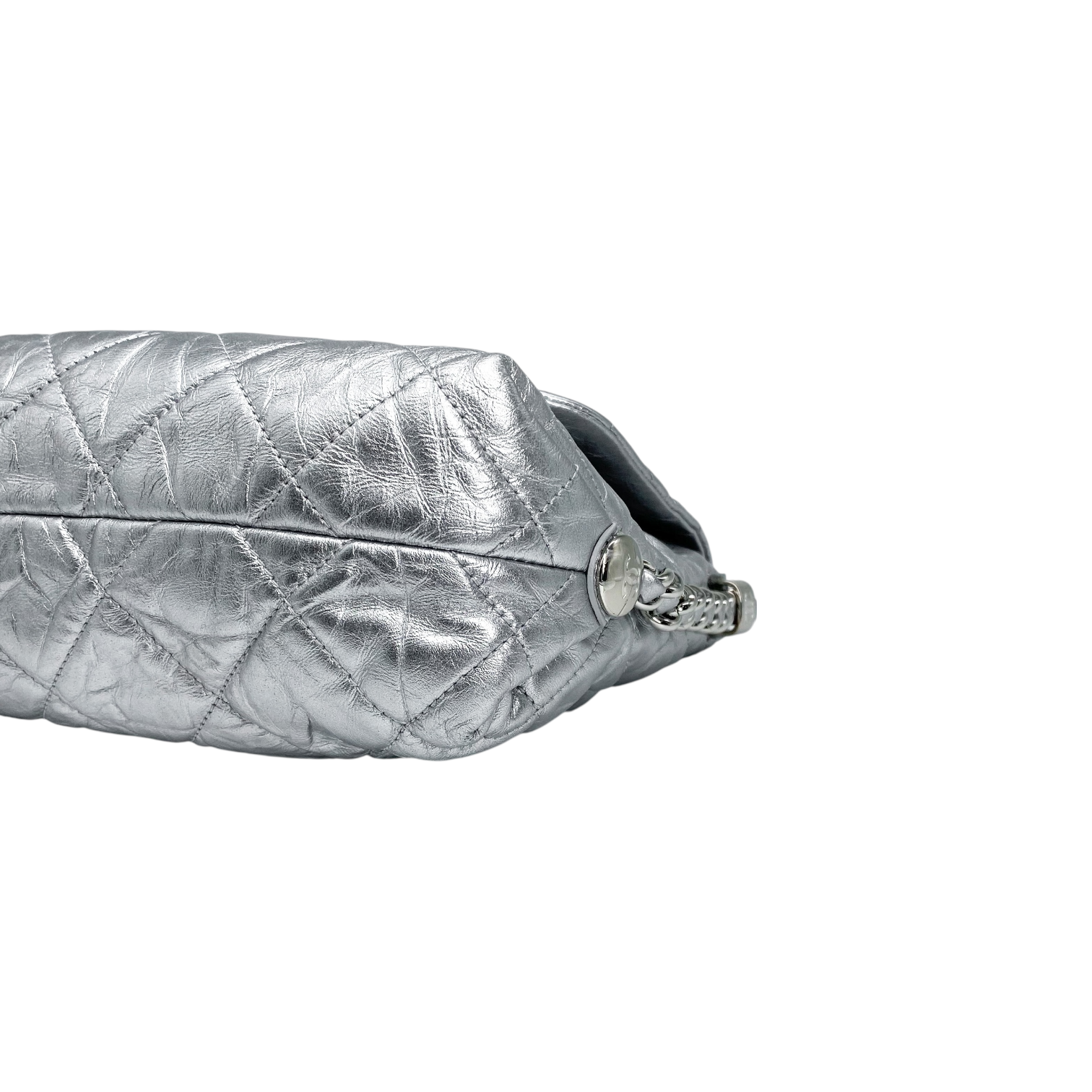 Chanel Silver Big Bang Crackled Flap Bag