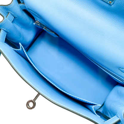 Hermes Kelly 25 Verso Vert Vertigo Bleu Celeste Swift Palladium Hardware