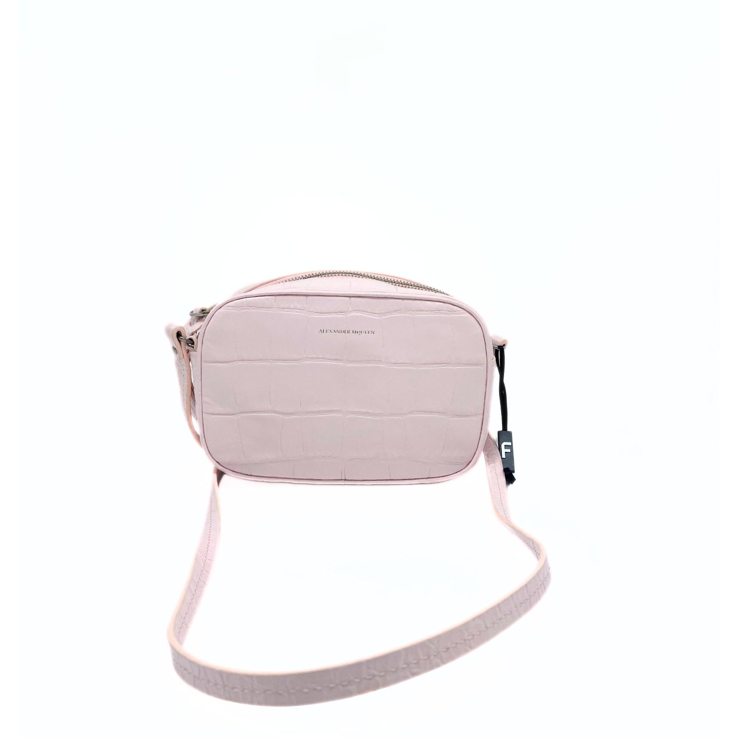 Alexander McQueen Pink Calfskin Crocodile-Embossed Mini Camera Shoulder Bag