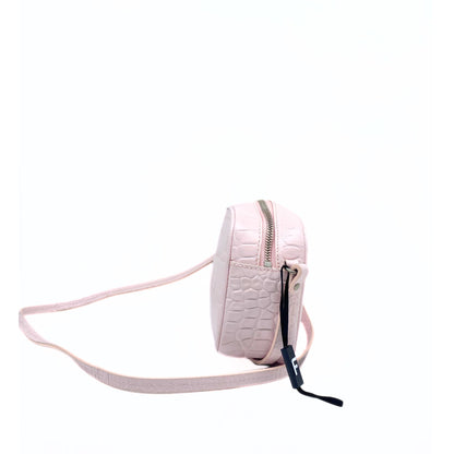 Alexander McQueen Pink Calfskin Crocodile-Embossed Mini Camera Shoulder Bag