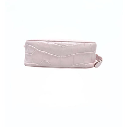 Alexander McQueen Pink Calfskin Crocodile-Embossed Mini Camera Shoulder Bag
