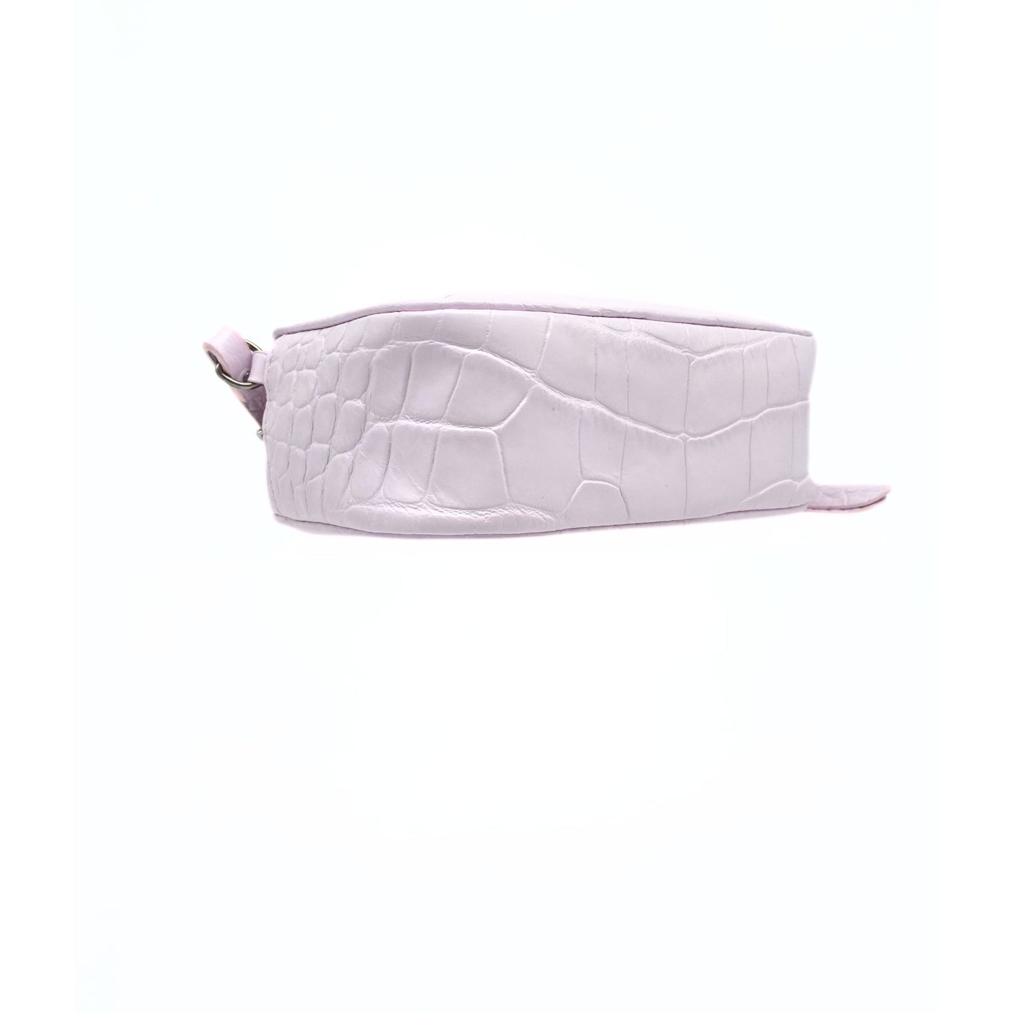 Alexander McQueen Pink Calfskin Crocodile-Embossed Mini Camera Shoulder Bag