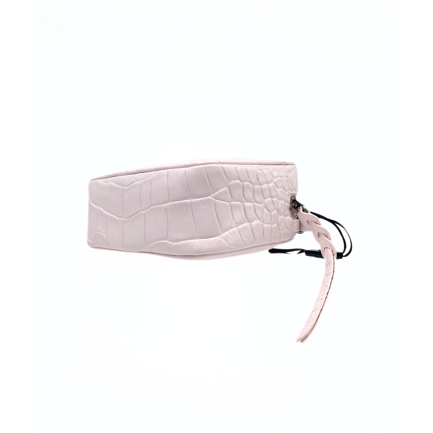 Alexander McQueen Pink Calfskin Crocodile-Embossed Mini Camera Shoulder Bag