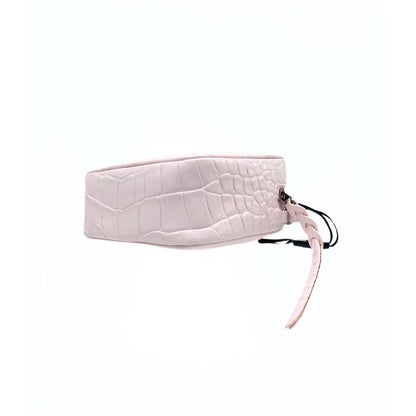 Alexander McQueen Pink Calfskin Crocodile-Embossed Mini Camera Shoulder Bag