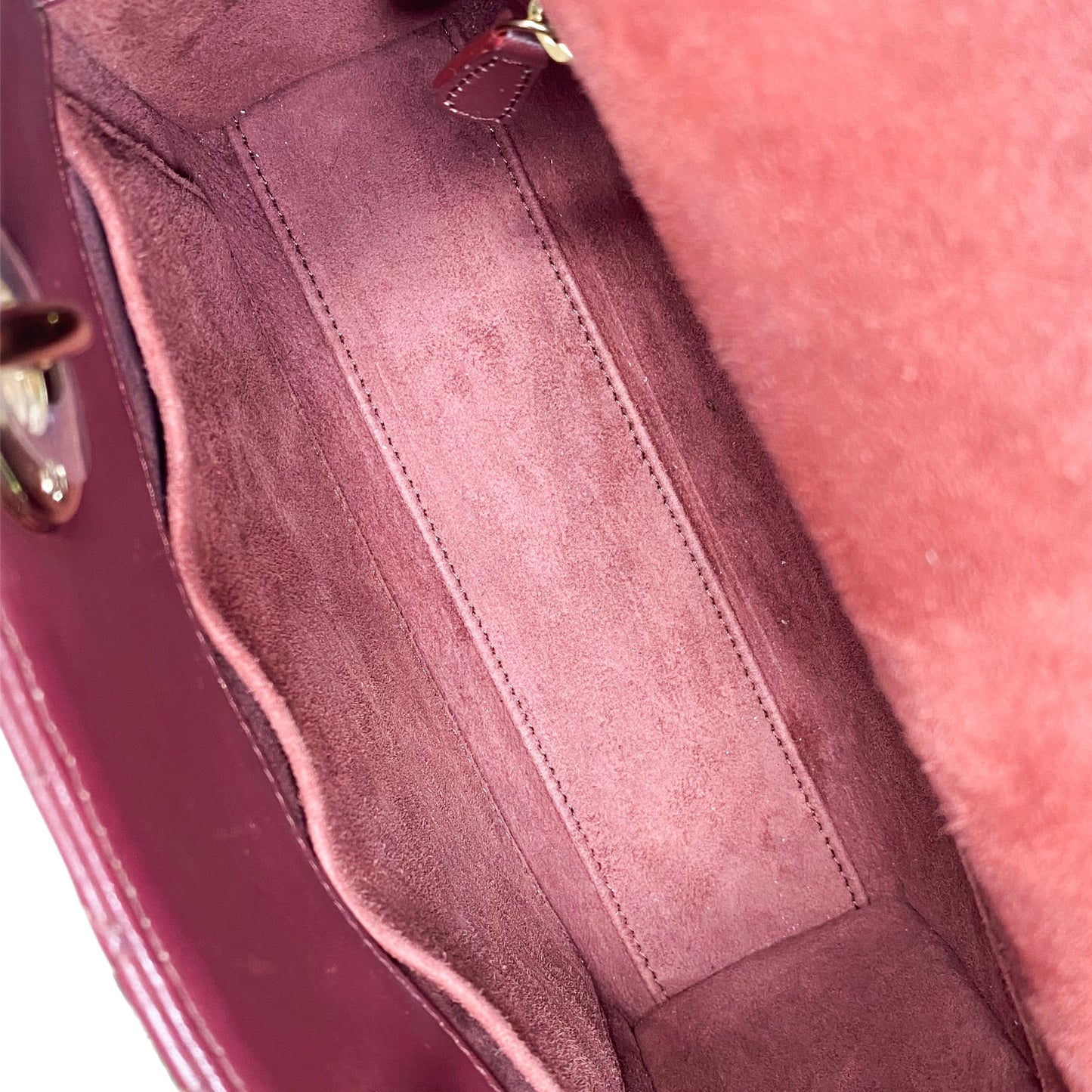 Dior Burgundy Small Lady Dior with Charm Strap GHW