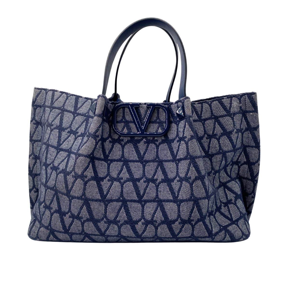 Valentino Denim VLogo Tote w Pouch