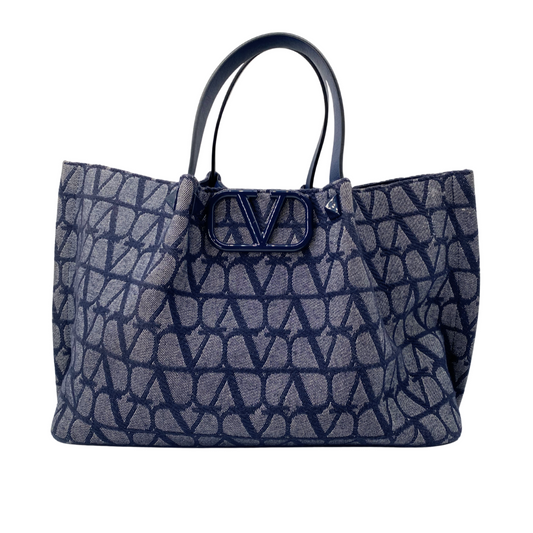 Valentino Denim VLogo Tote w Pouch