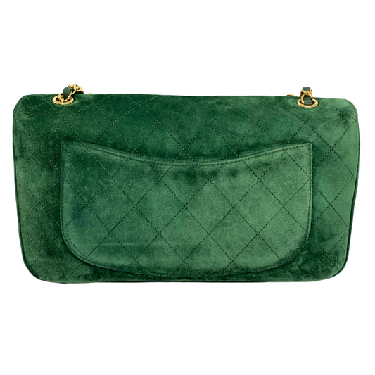 Chanel Green Souplissimo 32 Suede Gold Hardware