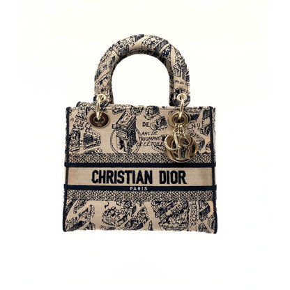 Christian Dior Medium Toile De Jouy Plan De Paris Lady D-Lite