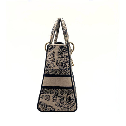 Christian Dior Medium Toile De Jouy Plan De Paris Lady D-Lite