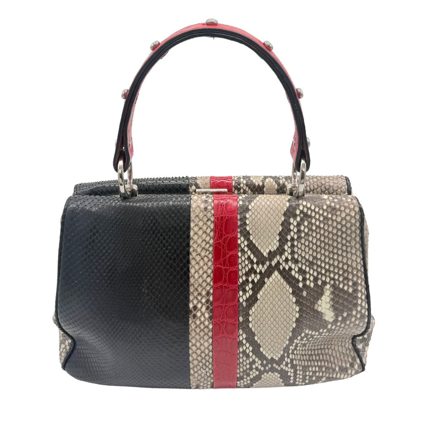 Prada Multicolor Python Crocodile Top Handle Bag