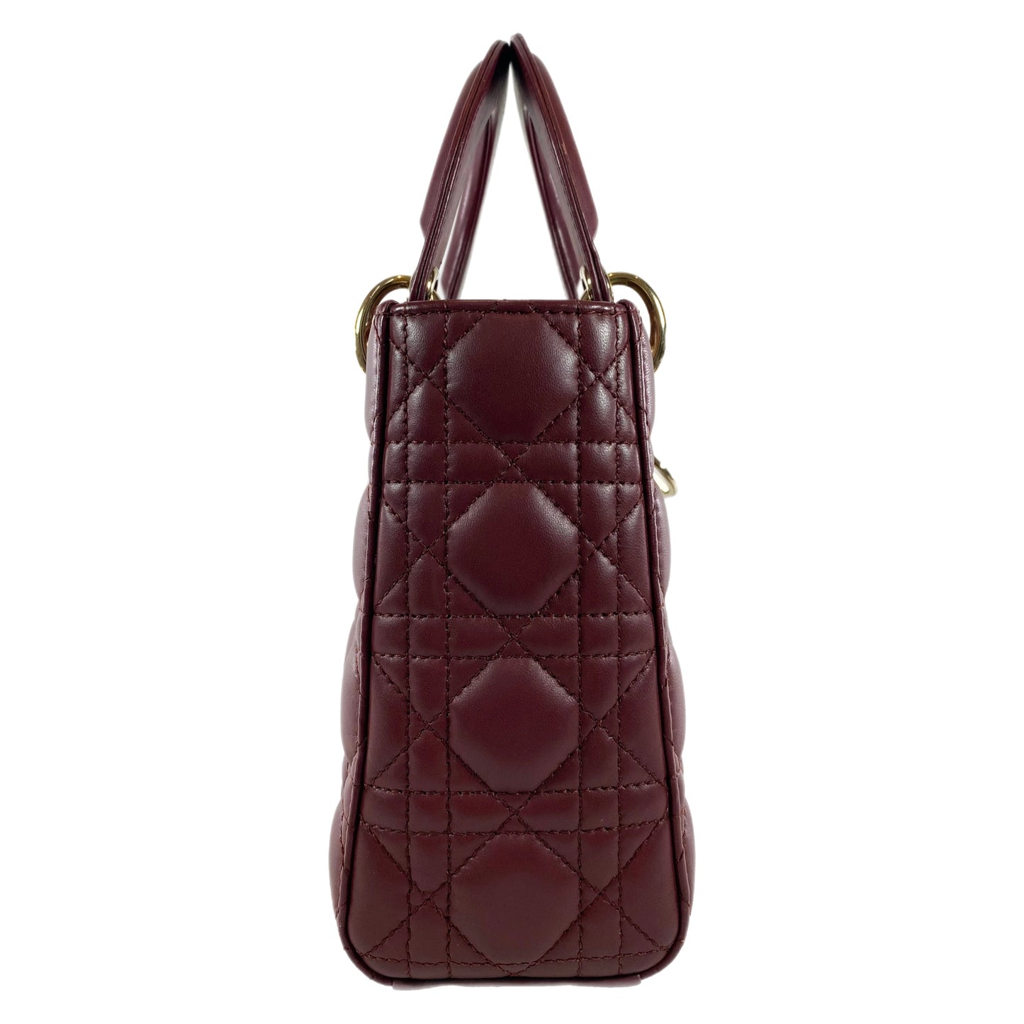 Dior Burgundy Small Lady Dior with Charm Strap GHW