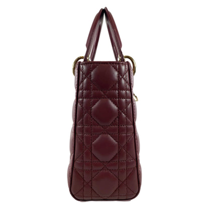 Dior Burgundy Small Lady Dior with Charm Strap GHW