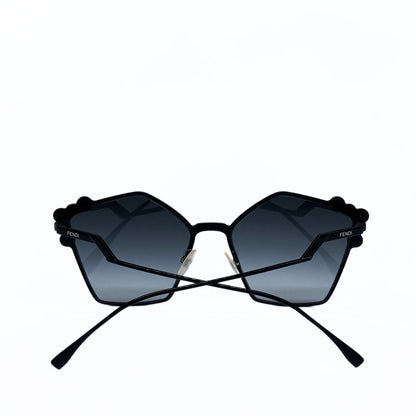 FENDI FF0261S 0261 CAN EYE Black Stud Gradient Flat Metal Sunglasses Women