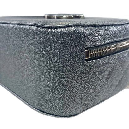 Chanel Gray Metallic Caviar Small Coco Vanity Case