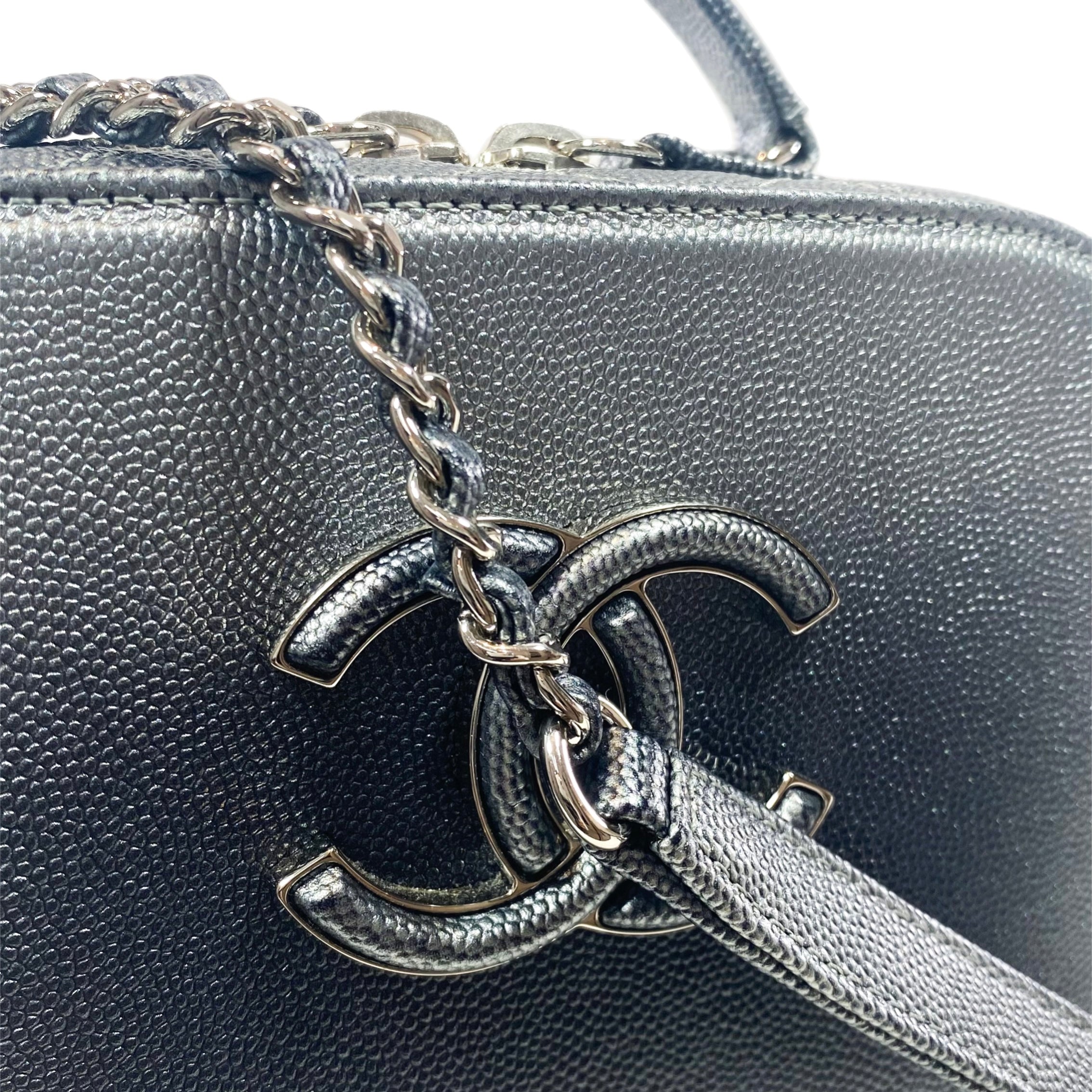 Chanel Gray Metallic Caviar Small Coco Vanity Case