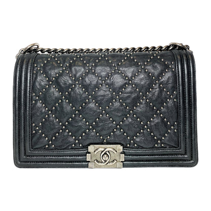 Chanel Black Studded New Medium Boy Bag