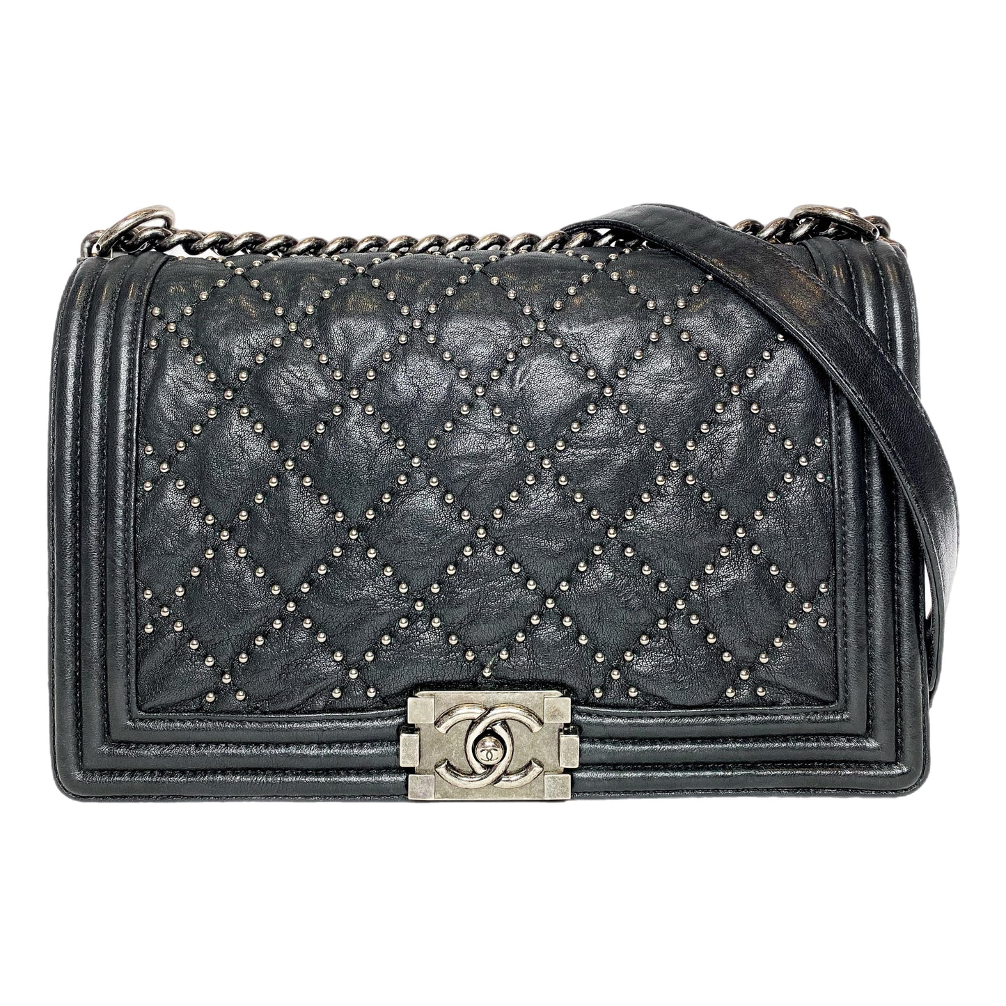 Chanel Black Studded New Medium Boy Bag