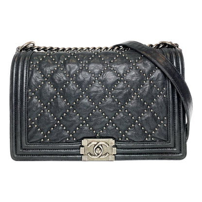 Chanel Black Studded New Medium Boy Bag