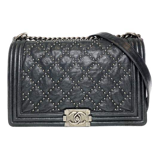 Chanel Black Studded New Medium Boy Bag