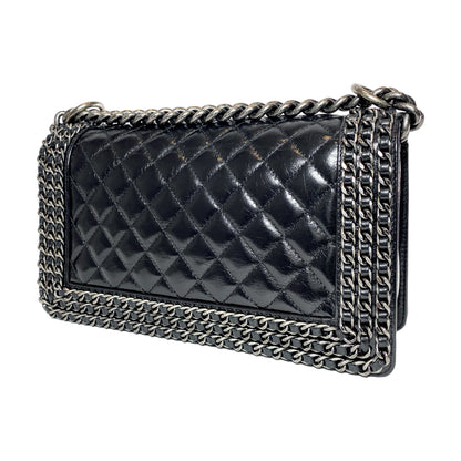 Chanel Black Old Medium Chain Around Boy Bag