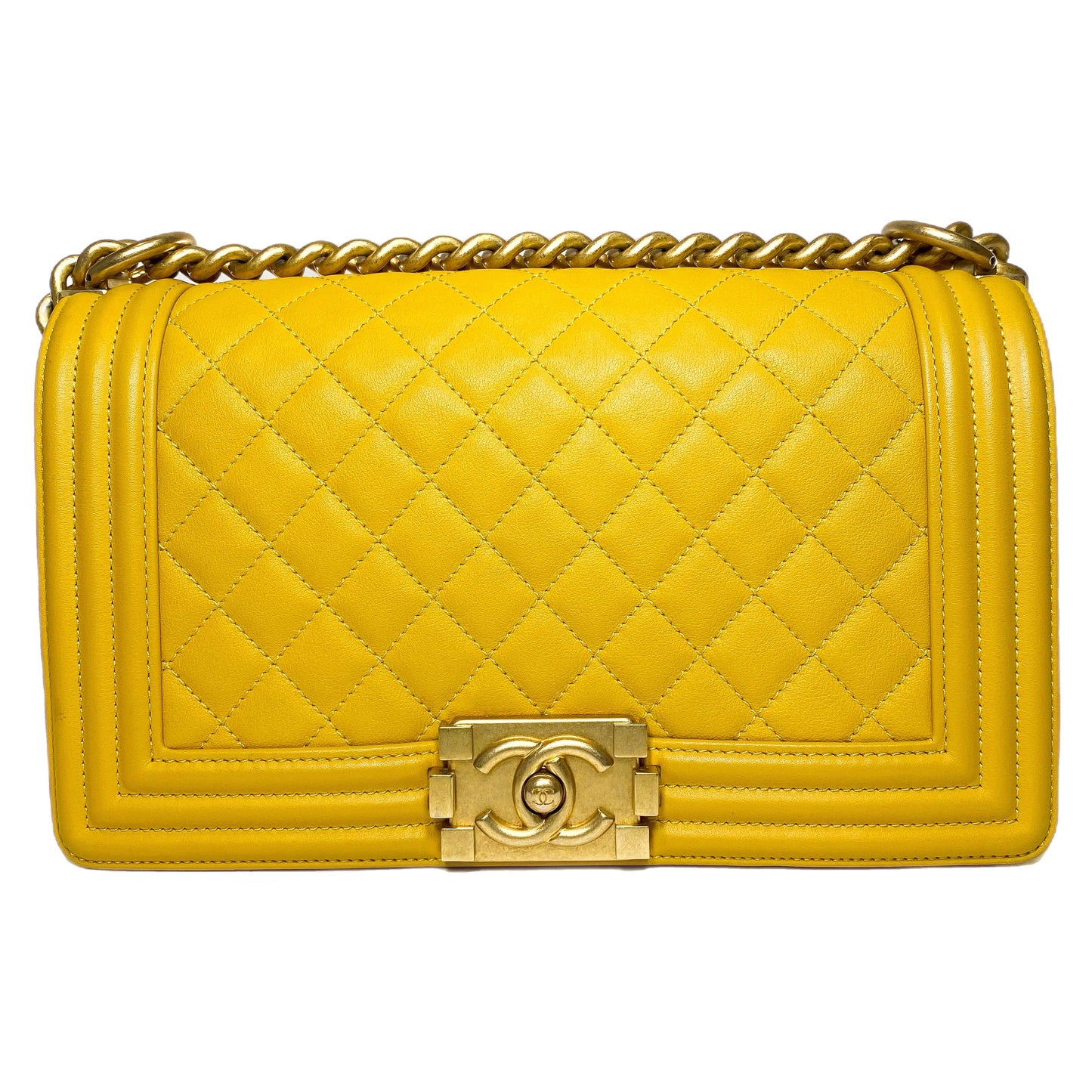 Chanel Mustard Old Medium Boy Bag