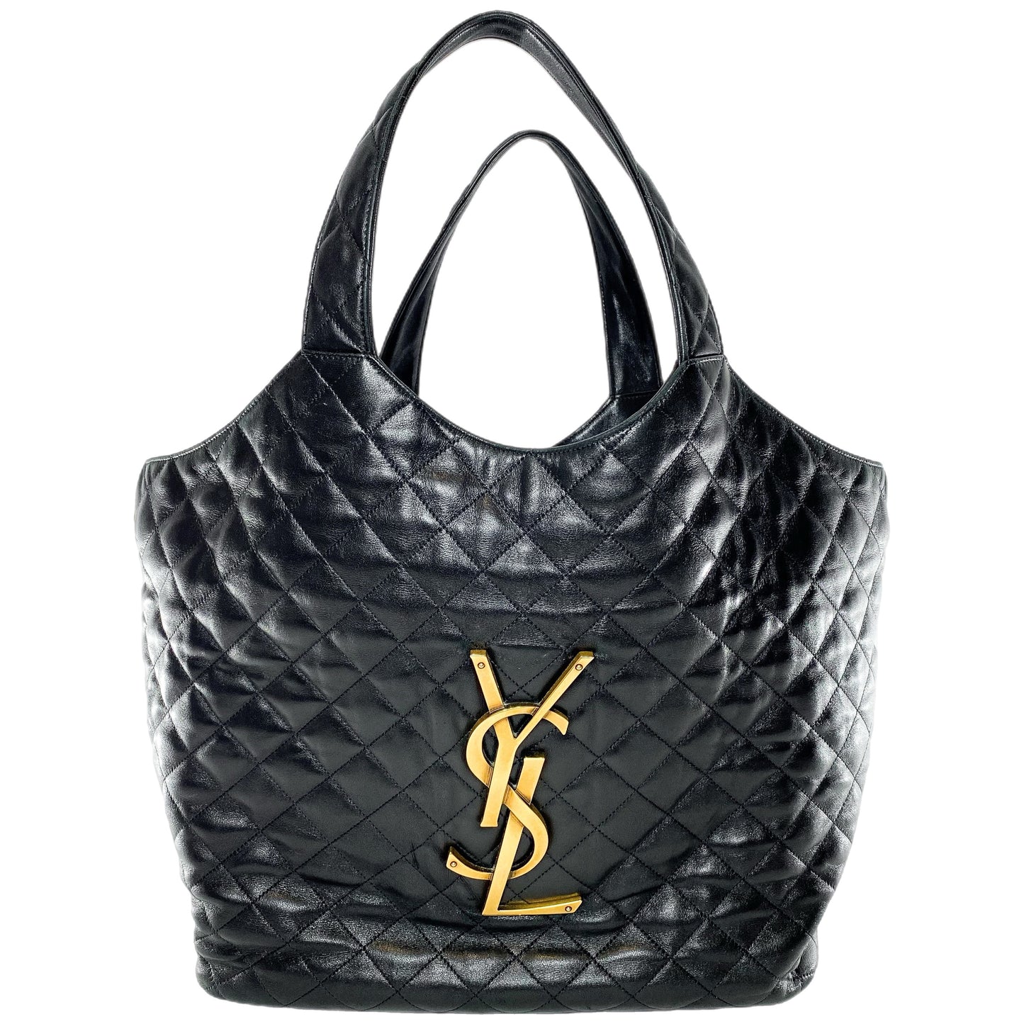 YSL Black Quilted Maxi Icare Shopping Tote