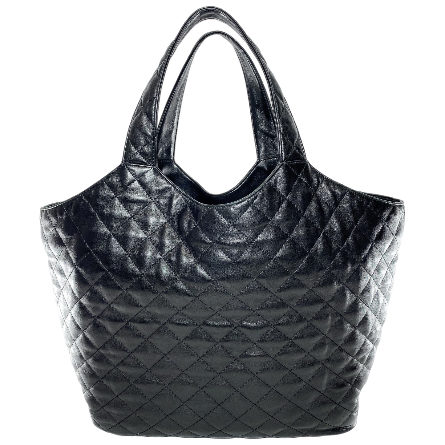 YSL Black Quilted Maxi Icare Shopping Tote