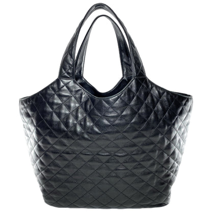 YSL Black Quilted Maxi Icare Shopping Tote