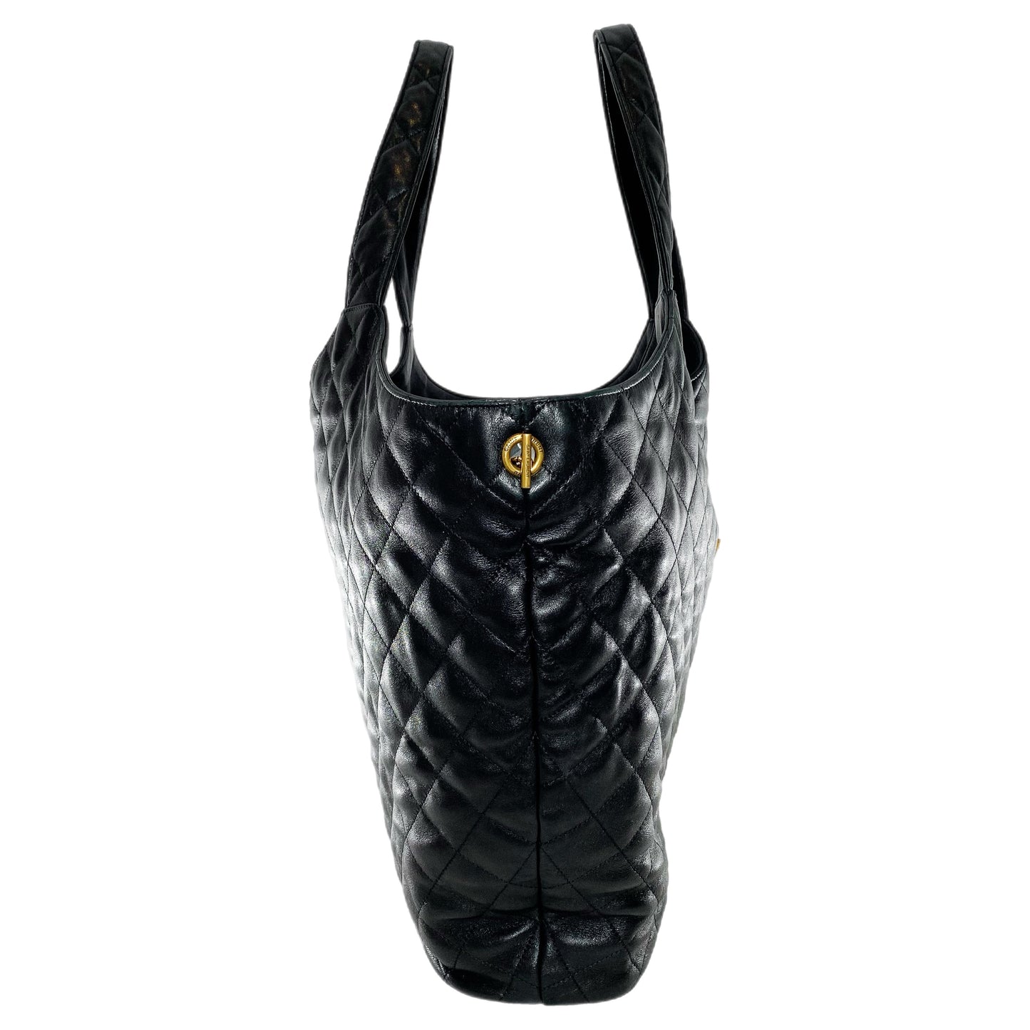 YSL Black Quilted Maxi Icare Shopping Tote