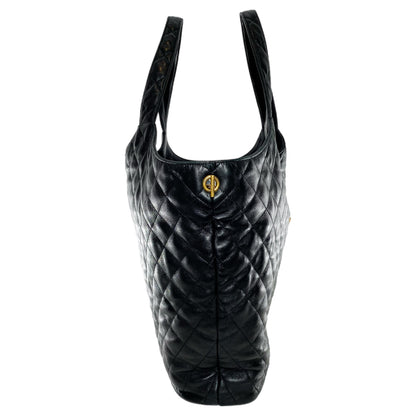 YSL Black Quilted Maxi Icare Shopping Tote