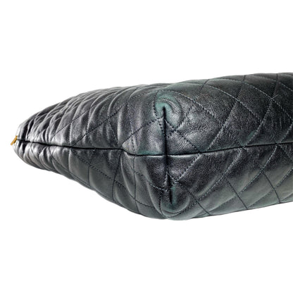 YSL Black Quilted Maxi Icare Shopping Tote