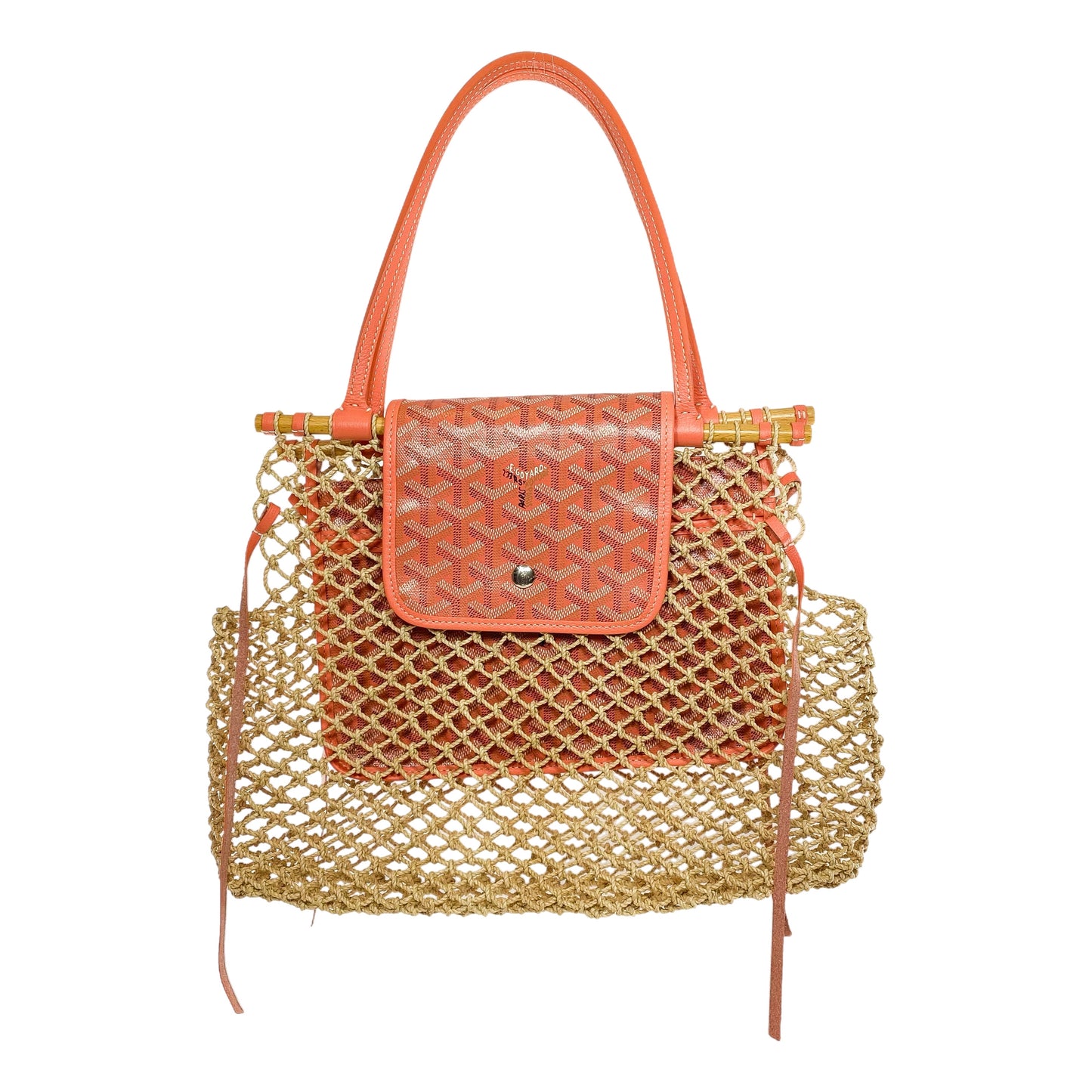 Goyard Goyardine Coral Aligre Raffia Net Tote