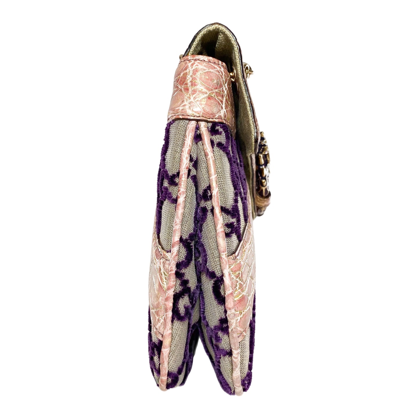 Gucci x Tom Ford Purple Monogram Crocodile Jeweled Dragon Flap Bag